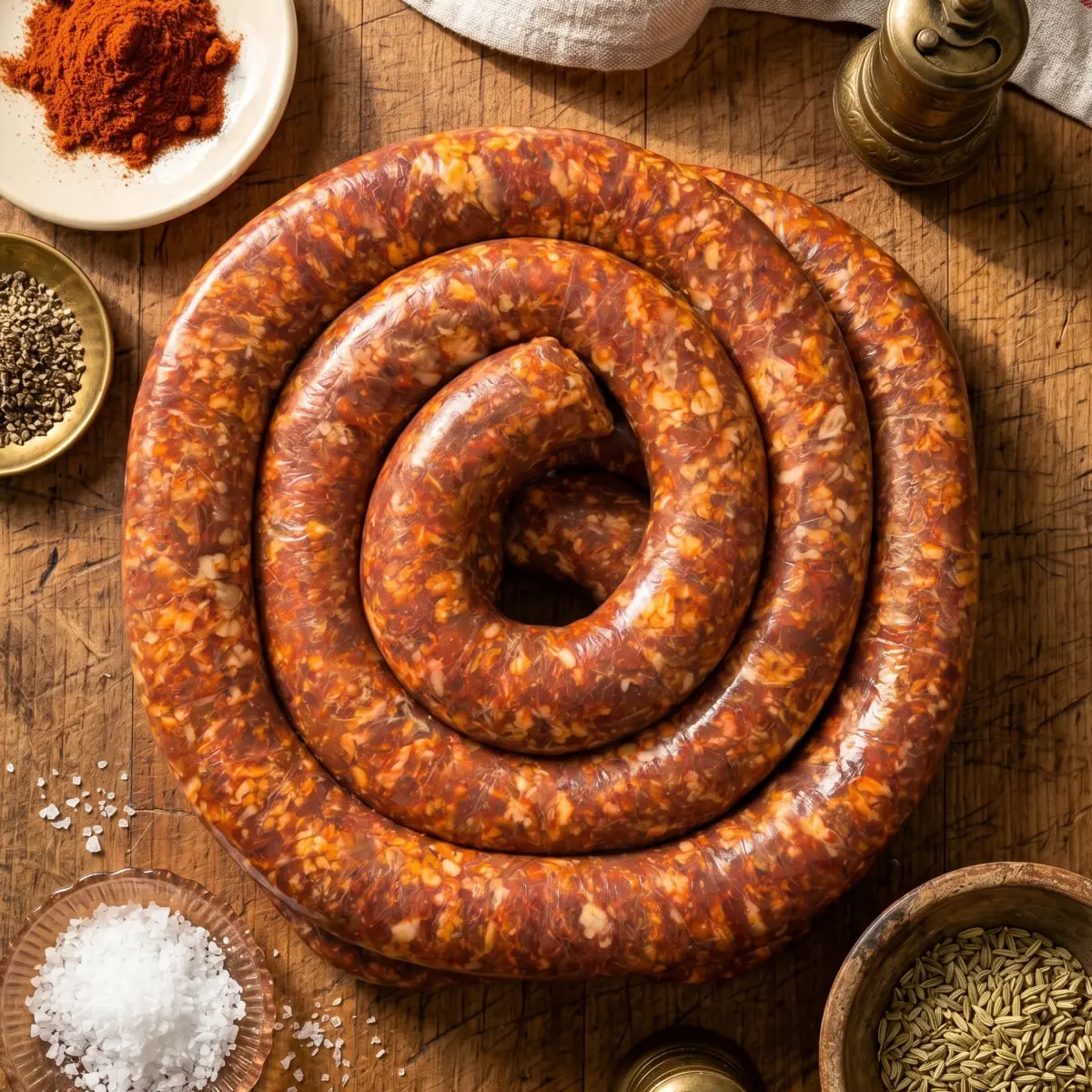 Hot Italian Sausage, coiled and raw