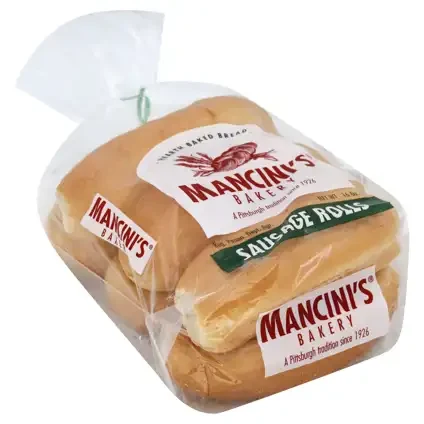 A bag of Mancini's Bakery sausage rolls