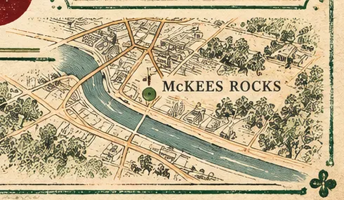 Vintage map of McKees Rocks and the Ohio River